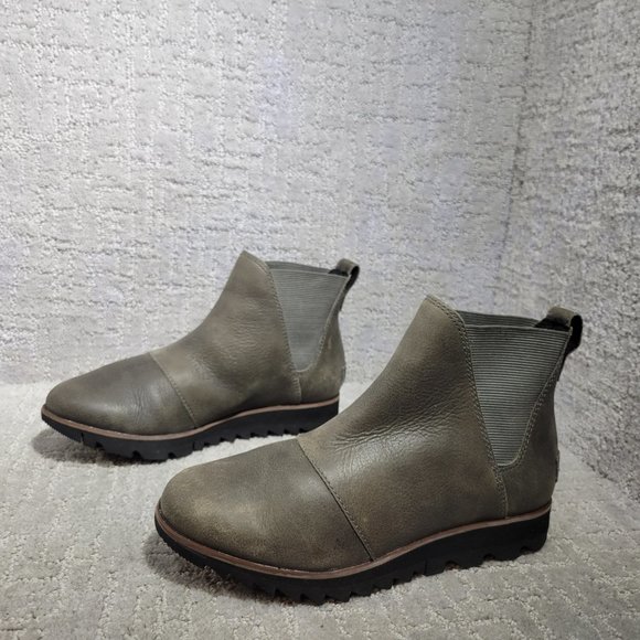 Sorel Harlow Women's Size US 5.5 Gray Leather Chelsea Pull On Ankle Boots NEW - Picture 5 of 9